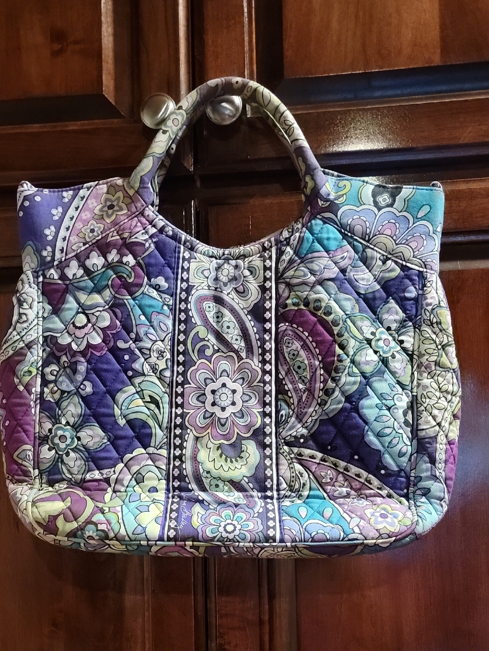 Vera Bradley- Quilted Paisley Tote Bag in Purple & Teal